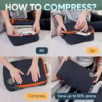 Large Compression Packing Cubes for Travel-Packing Cube Luggage Organizers 7 Piece Set for Checked Luggage-Ultralight, Expandable/Compression Bags by TRIPPED Travel Gear (Grey/Orange) - Image 5