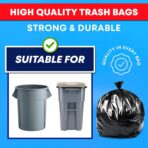 Tasker 55-60 Gallon Trash Bags Heavy Duty | Mega ValuePack 150 Bags | Large Black Garbage Bags | for Office, Commercial, Outdoor, Lawn, and Leaf - Image 4