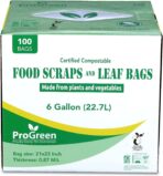 ProGreen Compostable Trash Bags, Extra Thick, Compost Kitchen Bin Bags, Food Scraps Yard Waste Bags, ASTM D6400 BPI and TÜV AUSTRIA Certified (6 Gallon, Pack of 100) - Image 3