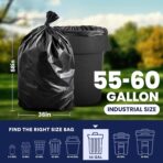 Plasticplace Contractor Trash Bags 55-60 Gallon │ 6.0 Mil │ Black Heavy Duty Garbage Bag │ 36” x 58” (25 Count) - Image 4