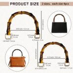 8PCS U-Shaped Imitation Bamboo Bag Handles with Gold Buckle Replacement Resin Handbag Handles for Clutch Purse DIY Straw Woven Rattan Tote Bag Making Decorations 2 Sizes (Brown) - Image 3