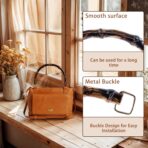 8PCS U-Shaped Imitation Bamboo Bag Handles with Gold Buckle Replacement Resin Handbag Handles for Clutch Purse DIY Straw Woven Rattan Tote Bag Making Decorations 2 Sizes (Brown) - Image 4