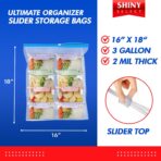 Extra Large Jumbo Size 3 Gallon Slider Storage Bags, 25 Bigger Resealable Extra Large Clear Plastic, 2 Mil Thick for Moving, Food Meal Preparation, Clothing, Toys, Shoes, Toiletries, Snacks - Image 3
