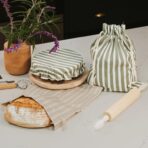 KIBAGA Beautiful Linen Bread Bag Set and Proofing Cover For Homemade Sourdough Bread - Keeps Your Loaf Fresh for Days - Reusable and Easy to Clean Storage Bag, The Perfect Baking Accessories - Image 3