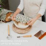 KIBAGA Beautiful Linen Bread Bag Set and Proofing Cover For Homemade Sourdough Bread - Keeps Your Loaf Fresh for Days - Reusable and Easy to Clean Storage Bag, The Perfect Baking Accessories - Image 7