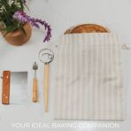 KIBAGA Beautiful Linen Bread Bag Set and Proofing Cover For Homemade Sourdough Bread - Keeps Your Loaf Fresh for Days - Reusable and Easy to Clean Storage Bag, The Perfect Baking Accessories - Image 8