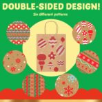 JOYIN 24 Christmas Kraft Gift Bags for Classrooms and Party Favors, Holiday Goody Gift Bags for Xmas Present Wrapping, Christmas Decorations, Party Supplies Decor (10.2" x 4.2" x 6.3 ") - Image 4