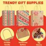 JOYIN 24 Christmas Kraft Gift Bags for Classrooms and Party Favors, Holiday Goody Gift Bags for Xmas Present Wrapping, Christmas Decorations, Party Supplies Decor (10.2" x 4.2" x 6.3 ") - Image 5