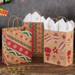 JOYIN 24 Christmas Kraft Gift Bags for Classrooms and Party Favors, Holiday Goody Gift Bags for Xmas Present Wrapping, Christmas Decorations, Party Supplies Decor (10.2" x 4.2" x 6.3 ") - Image 7