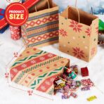 JOYIN 24 Christmas Kraft Gift Bags for Classrooms and Party Favors, Holiday Goody Gift Bags for Xmas Present Wrapping, Christmas Decorations, Party Supplies Decor (10.2" x 4.2" x 6.3 ") - Image 8