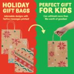 JOYIN 24 Christmas Kraft Gift Bags for Classrooms and Party Favors, Holiday Goody Gift Bags for Xmas Present Wrapping, Christmas Decorations, Party Supplies Decor (10.2" x 4.2" x 6.3 ") - Image 9