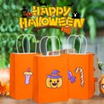 BagDream 5.25x3x8 Inch 100Pcs Orange Gift Bags with Handles Small Kraft Paper Bags Bulk for Halloween, Sporting Party Favors, Fall Festivals, Wedding, Retail, Grocery - Image 5