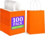 BagDream 5.25x3x8 Inch 100Pcs Orange Gift Bags with Handles Small Kraft Paper Bags Bulk for Halloween, Sporting Party Favors, Fall Festivals, Wedding, Retail, Grocery - Image 8