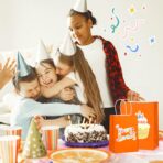 BagDream 5.25x3x8 Inch 100Pcs Orange Gift Bags with Handles Small Kraft Paper Bags Bulk for Halloween, Sporting Party Favors, Fall Festivals, Wedding, Retail, Grocery - Image 9