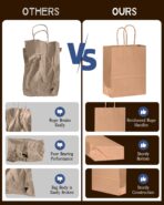 Bakepacker 400-Pack Medium Size Gift Paper Bags with Handles Bulk 10.6"x8.3"x4.3" Brown Party Kraft Shopping Bags - Image 5