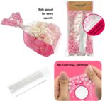 EKAPACKAGING 50Pcs 4x9.5 Inches Heart Pattern Side Gusseted Treat Bags with Ties, Clear Pink Cellophane Bags for Cookies & Pretzel Rods, Valentine's Day Goodie Bags for Small Gifts - Image 4