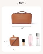 EACHY Travel Makeup Bag, Large Capacity Cosmetic Bag for Women, Waterproof PU Leather, Flat Open Portable Toiletry Bag for Skincare, Brushes & Travel Essentials - Image 7
