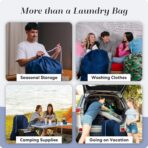 Handy Laundry Nylon XL - Large Capacity with Locking Drawstring, Machine Washable, Fits Laundry Baskets or Hampers, Holds 3 Loads of Clothes - Navy Blue (Pack of 2) - Image 8