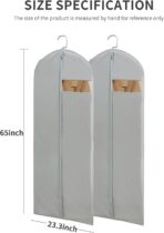 Dress Bags for Gowns Long, 65'' Long Dress Clear Garment Bag(Set of 2, 23.3'' X 65'') - Image 6