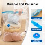 ETENWOLF 20 Pack Vacuum Storage Bags with Rechargeable Wireless Pump, Vacuum Seal Bags for Clothes and Travel, Space Saver Bags in Multiple Carry-On Sizes, Perfect for Luggage and Suitcases - Image 5
