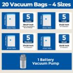 ETENWOLF 20 Pack Vacuum Storage Bags with Rechargeable Wireless Pump, Vacuum Seal Bags for Clothes and Travel, Space Saver Bags in Multiple Carry-On Sizes, Perfect for Luggage and Suitcases - Image 7