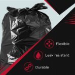 Tasker 55-60 Gallon Trash Bags Heavy Duty, (Value Pack 100 Bags w/Ties) Large Black Outdoor Trash Bags, Extra Large Trash Can Liners, 60 Gal, 55 Gal, 50 Gallon Trash Can Liner Capacity - Image 9