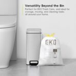 EKO 2.6 Gallon / 7-10 Liter, 80 Count Small Drawstring Trash Bags, Extra-Strong Unscented Garbage Bags, Easy-Dispense Roll for Kitchen & Household Use, Resists Tears, Leaks and Punctures, Code B White - Image 4