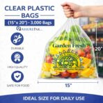 ASSUREPAK Clear Produce Bags Roll - 3000 bags - 15"x20" – (4 Rolls, 8 Microns) – for Grocery, Small Business, Reusable Produce Use, Food & Storage Needs, Garden Fresh, Narrow Profile, Kitchen Use - Image 3