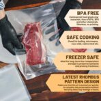 Vacuum Sealer Bags, 200 Quart BPA Free 8x12 Inch Vacuum Seal Bags for Food Saver, Seal a Meal, Weston. Heavy Duty Commercial Grade Vacuum Food Storage Bags for Sous Vide Freezer Vac Storage Meal Prep - Image 4