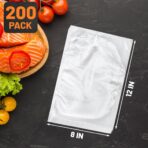 Vacuum Sealer Bags, 200 Quart BPA Free 8x12 Inch Vacuum Seal Bags for Food Saver, Seal a Meal, Weston. Heavy Duty Commercial Grade Vacuum Food Storage Bags for Sous Vide Freezer Vac Storage Meal Prep - Image 6