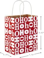 Hallmark 9" Medium Holiday Gift Bag Assortment (Pack of 12, Solids and Prints in Red, Green, Blue) Paper Gift Bags with Christmas Trees, Stripes, Polka Dots, Ho Ho Ho and More - Image 4