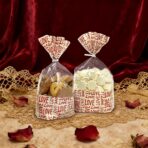 EKAPACKAGING 50Pcs 6x9 Inches Cellophane Treat Bags with Twist Ties, Love Pattern Bottom Gusseted Bags, Flat Bottom Popcorn Cookies Bags, Valentine's Day Goodie Bags for Bakery, Wedding, Classroom - Image 6