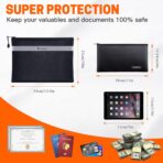 Andyer Fireproof Document Bag with Money Bag - 2 Pack 13.4" x 10" and 11" x 6" Waterproof Fireproof Money Bag for Cash, Small Fireproof Safe Pouch, Fire Proof Bag for Documents/Valuables with Zipper - Image 4