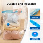 ETENWOLF 4 Pack Vacuum Storage Bags with Rechargeable Wireless Pump, Vacuum Seal Bags for Clothes and Travel, Space Saver Bags in Multiple Carry-On Sizes, Perfect for Luggage and Suitcases - Image 6