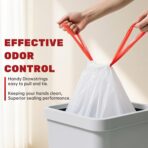 FIXSMITH 13 Gallon Trash Bags Drawstring, 20 Count Garbage Bags 13 Gallon Tall Kitchen,Heavy Duty Trash Bags for Bathroom, Outdoor, Waste Basket and Car, Unscented White Bathroom Garbage bag - Image 5