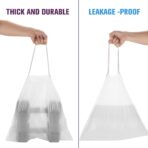 2.6-Gallon Trash Bags Heavy Duty - Heihaily Drawstring Kitchen Garbage Bags for Office/Bathroom, Leak-Proof Design, Odor Control Technology, Small Plastic Bags Clear(60 Count) - Image 5