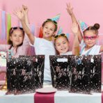 Pajean 100 Pcs Thank You Bags Bulk Small Thank You Plastic Gift Bags with Handle Dots Goodie Treat Shopping Wrap for Birthday Party Favors Business Wedding Baby Shower, 6.7" x 9.8"(Black Rose Gold) - Image 8