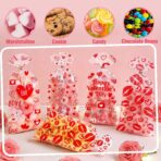 ONFAON Valentines Bags, 180pcs Valentines Goodie Bags with 200pcs Twists for Snacks Cookies Candy Packing, Cellophane Treat Bags for Classroom Parties, Kids, Coworkers - Image 3