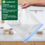 SPLF 6 Pack Stand-Up Reusable Gallon Freezer Bags Dishwasher Safe, Extra Thick 1 Gallon Leakproof Food Storage Bags, BPA and Silicone Free Freezer Bags for Meal Prep, Bread, Veggies, Home Organization - Image 5