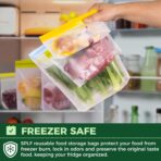 SPLF 6 Pack Stand-Up Reusable Gallon Freezer Bags Dishwasher Safe, Extra Thick 1 Gallon Leakproof Food Storage Bags, BPA and Silicone Free Freezer Bags for Meal Prep, Bread, Veggies, Home Organization - Image 6