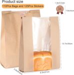 110 Pack Bread Bags for Homemade Bread 13.8" x 8.3" x 3.55",Sourdough Paper Bread Bags With Window,125 sealing stickers A Large Bakery Bags Used for Storage Bread Cookies & Snacks - Image 3