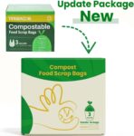 Compost Bags, Handle Tie Food Scrap Bags 3 Gallon,100 Count,Certified by BPI and ASTM D6400, Kitchen Compost Bin Compatible - Image 3