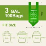 Compost Bags, Handle Tie Food Scrap Bags 3 Gallon,100 Count,Certified by BPI and ASTM D6400, Kitchen Compost Bin Compatible - Image 4