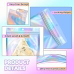 50 PCS Mylar Bags 6x9in, Resealable Holographic Bags, Clear Smell Proof Bag for Gift, Party Favor, Jewelry, Candy, Sealable Freshie Bag for Packaging, Goodie, Treat, Cellophane, Dispensary Bag - Image 5
