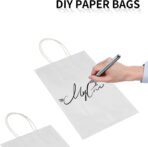 Toovip 100 Pack 5.25x3.25x8.25 Inch Small White Kraft Paper Bags with Handles Bulk, Gift Wrap Bags for Favor Grocery Retail Party Birthday Shopping Business Goody Craft Sacks Merchandise Take Out Cub - Image 5