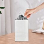 Toovip 100 Pack 5.25x3.25x8.25 Inch Small White Kraft Paper Bags with Handles Bulk, Gift Wrap Bags for Favor Grocery Retail Party Birthday Shopping Business Goody Craft Sacks Merchandise Take Out Cub - Image 7