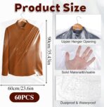 60 Pcs Dry Cleaning Bags, 35.4 x 23.6 In Clear Plastic Garment Bags for Coat Shirt Dust-Proof Clothing Storage Bag for Home, Dry Cleaners, Travel - Image 3