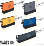 Klein Tools 55569 Stand-Up Zipper Bag Tool Pouch with Carabiners, Reinforced Gusseted Bottoms, Water Resistant 1680d, Multi-Size 5-Pack - Image 5