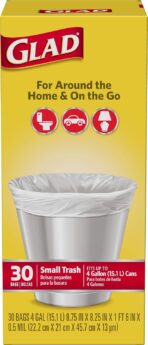 Glad Trash Bags, Small Garbage Bags - 4 Gallon White Trash Bag - 30 Count - Image 5