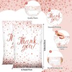 Pajean 100 Pcs Thank You Bags Bulk Small Thank You Plastic Gift Bags with Handle Dots Goodie Treat Shopping Wrap for Birthday Party Favors Business Wedding Baby Shower, 6.7" x 9.8"(White Rose Gold) - Image 3
